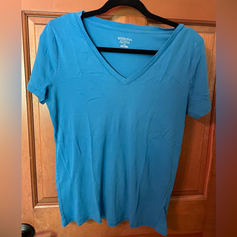 Blue Cotton Short Sleeve T-shirt
